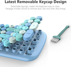 MOFII Wireless Keyboard and Mouse Combo, 2.4Ghz USB Office Keyboard with Multi-Media Function Keys and Number Pad for PC Computer Windows (Blue Mixed)