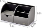 Vlando Office Supplies Desk Organizer Caddy, Desktop Hanging File Letter Document Storage Holder with Drawer Organizer Section for Office Home (Set of 1-grey)