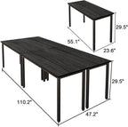 Bonzy Home Conference Tables 9ft Office Computer Desk for Meeting Room Study Writing Printer Podcast Table Save Space Design for 10 People Modern Black 4PCS (110.2"x47.2"x29.5", Black)