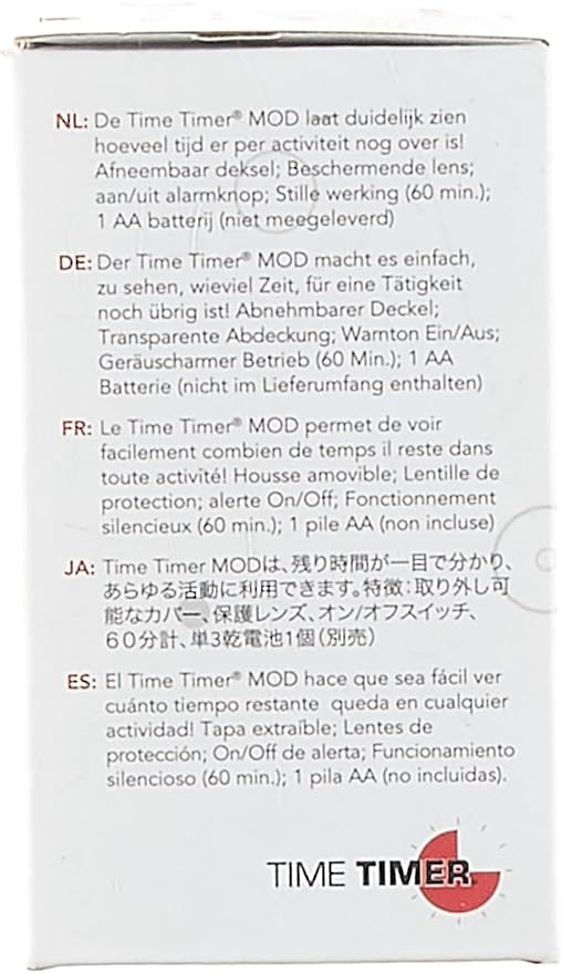 TIME TIMER MOD (Charcoal), A Visual Countdown 60 Minute Timer for Classrooms, Meetings, Kids and Adults Office and Homeschooling Tool with Silent Operation and Interchangeable Silicone Cover