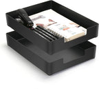 Letter-Size Tray, 2PCS Plastic Stackable A4 Paper Tray, Desk Drawer Organizer, Multi-use Large Storage Basket for Office Home Supplies,13 x 9.6 inch