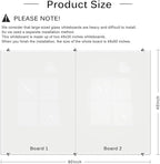 2-in-1 Magnetic Glass White Board 60'' x 48'' Extra Large Splicing Tempered Glass Whiteboard, 4' x 5' Frameless Big Glass Dry Erase White Board for Wall, Office, Home