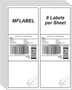 MFLABEL 3-1/3" x 4" Shipping Address Labels, FBA Labels, 6-UP Sticker Labels, White Shipping Labels, Easy to Peel, Address Labels for Laser/Ink Jet Printer, 6 Per Page (1500 Labels, 250 Sheets)