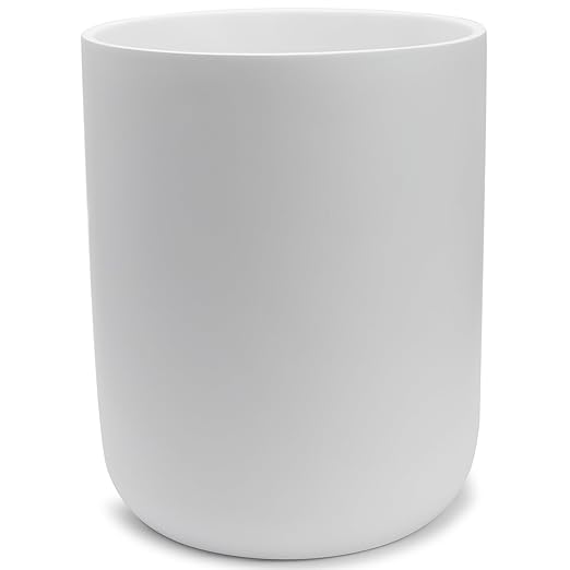 Matte White Round Compact Trash Can Mini, 2 Gallons / 7.5L Garbage Bin, Tiny Wastebasket for Bathrooms, Office, Under Desk, Bedroom, Laundry Room, Kitchen, Kids Room, and Dorm
