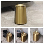 10 L/3 Gallen,Gold Small Trash Can for Bathroom,Brushed Stainless Steel Garbage Can with Flipping Lid,for Bathroom,Living Room,Bedroom,Hotel,Conference Room(Gold)