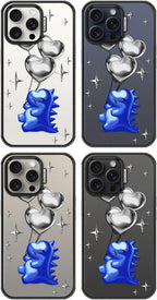 MOSNOVO Case for iPhone 15 Pro Max, [10ft 4X Military-Grade Drop Protection] Durable & Shockproof Phone Case Cover Design for iPhone 15 Pro Max - Balloonasaurus - Clear Black