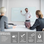Glass Magnetic White Board - 72 x36 Inches Dry Erase Whiteboard for Wall, Frameless Wrting Board for Display, Large Wall Mounted Glass Board for School, Office and Home
