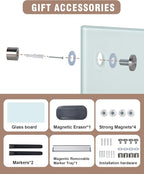 Magnetic Glass Whiteboard，48"x36" Wall Mounted Frameless Dry Erase Board for Office, Home & School White
