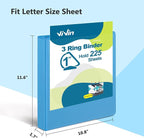 ViVin Sturdy 1 Inch D Ring Binders, 3 Ring Binders with 2 Pockets, Hold 225 Sheets of US Letter Size Paper for Office,Home,School, 12 Pack (Assorted)