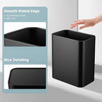 TIPGO Small Metal Trash Can, 2.1 Gallon Slim Trash Can for Bathroom, Wastebasket Garbage Bin for Bedroom, Office, Kitchen, Under Sink (Matte Black)