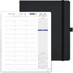 POPRUN Weekly Planner 2025-2026, 7.25'' x 8.5'', 15-Minute Hourly Appointment Book (July 2025-June 2026) with PU Leather Softcover, Monthly Tabs, Inner Pocket - Black