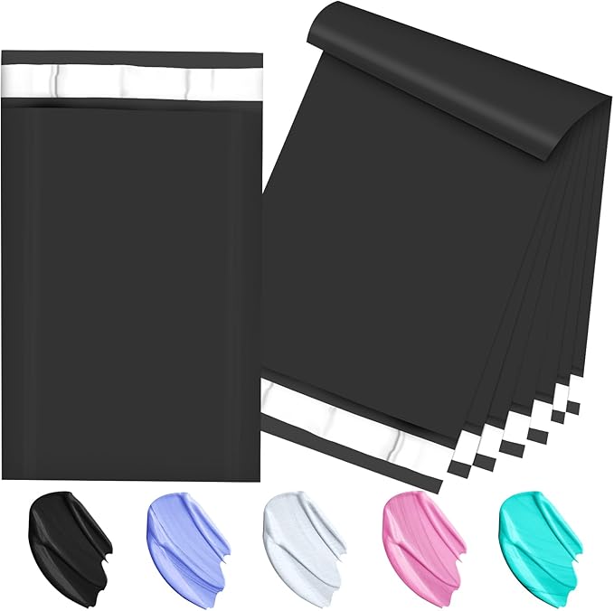120-Piece Black Poly Mailers - 6x9 Inch Shipping Envelopes with Self-Adhesive Seal, Waterproof, and Tear-Proof Postal Bags