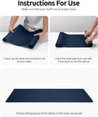 YSAGi Leather Desk Protector, Office Mat, Large Mouse Mat, Non-Slip PU Leather Blotter, Laptop Desk Mat, Waterproof Writing Pad for Office and Home (Dark Blue, 23.6" x 13.8")