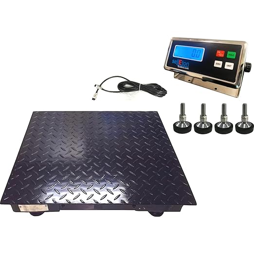 SellEton SL-700-2x2 Floor Scales with Digital Indicator for Warehouse Shipping and Heavy Duty Industrial Weighing (24"x24", 10,000 lb x 1 lb)