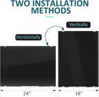 Black Dry Erase Board Magnetic Glass Board, 24x18 Tempered Glass Black Whiteboard for Wall, ZHIDIAN Glass Bulletin Board Framless Blackboard for Office, 2x1.5ft