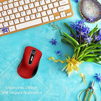 memzuoix 2.4G Wireless Mouse, 1400 DPI Mobile Optical Cordless Mouse with USB Receiver, Portable Computer Mice for Laptop, PC, Desktop, MacBook, 5 Buttons, Red