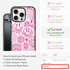 MOSNOVO Magnetic Case for iPhone 16 Pro, 10ft Military-Grade Protection, Compatible with Magsafe, Shockproof Phone Case for iPhone 16 Pro - Pink Dripping Smiles - Clear Black