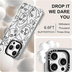 MOSNOVO Case for iPhone 16 Pro, [Buffertech 6.6ft Military-Grade Drop Protection] [Anti Peel Off Tech] Clear TPU Bumper Phone Case Cover Design - Abstract Face Line Art