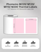 Phomemo Labels,Thermal Color Label,1.57'' x 1.18''Square Self-Adhesive Sticker Paper for Phomemo M110 M220 M221 M120 M108 M150 M250 M260 M160 M200 Printer, for Barcode,Name,Address (Pink/Blue/Khaki