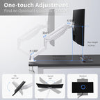 Suptek Single Monitor Mount Adjustable Gas Spring Monitor Arm Desk Mount Stand Fits 17 20 22 23 24 26 27 32 33 inch Monitors,Holds up to 22 lbs,White(MD18W)