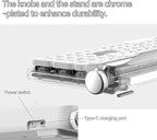 ACTTO B705 Retro Typewriter Keyboard Bluetooth,Vintage Mechanical Keyboard with Tablet Stand,LED Backlight 100 Keys Gaming Keyboard for Windows/macos/iOS/Android,Blue Switch (White)