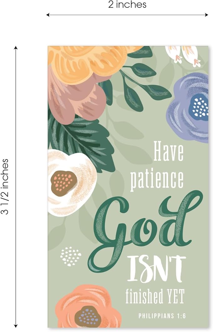 Floral Religious Motivational Mini Quote Cards / 50 Christian Encouragement Positivity Cards / 2" x 3.5" Flat Business Card Size / 25 Daily Devotional Uplifting Faith Designs / Made In The USA