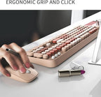 FD Wireless Keyboard and Mouse Combo | Cute Colorful Keyboard and Mouse with 2.4GHz Cordless Retro Typewriter Keyboard | Auto-Sleep | USB Receiver for Windows PC/Laptop - Creamy Colorful