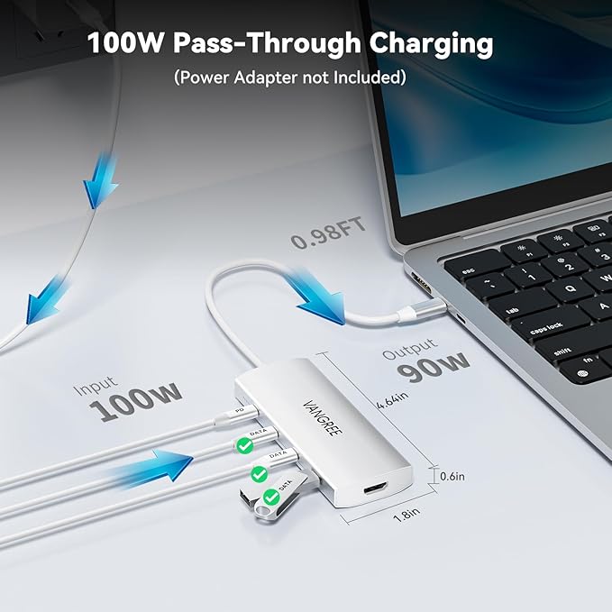 USB C to USB C Hub 10Gbps, 3 USB 3.2 Gen 2 Ports, 4K@60Hz HDMI, 100W PD, 3 USB 3.0 Ports, USBC Splitter Multiport Adapter for MacBook Pro/Air, iMac, iPad Pro, iPhone 15 (Not Support Type-C Monitor)