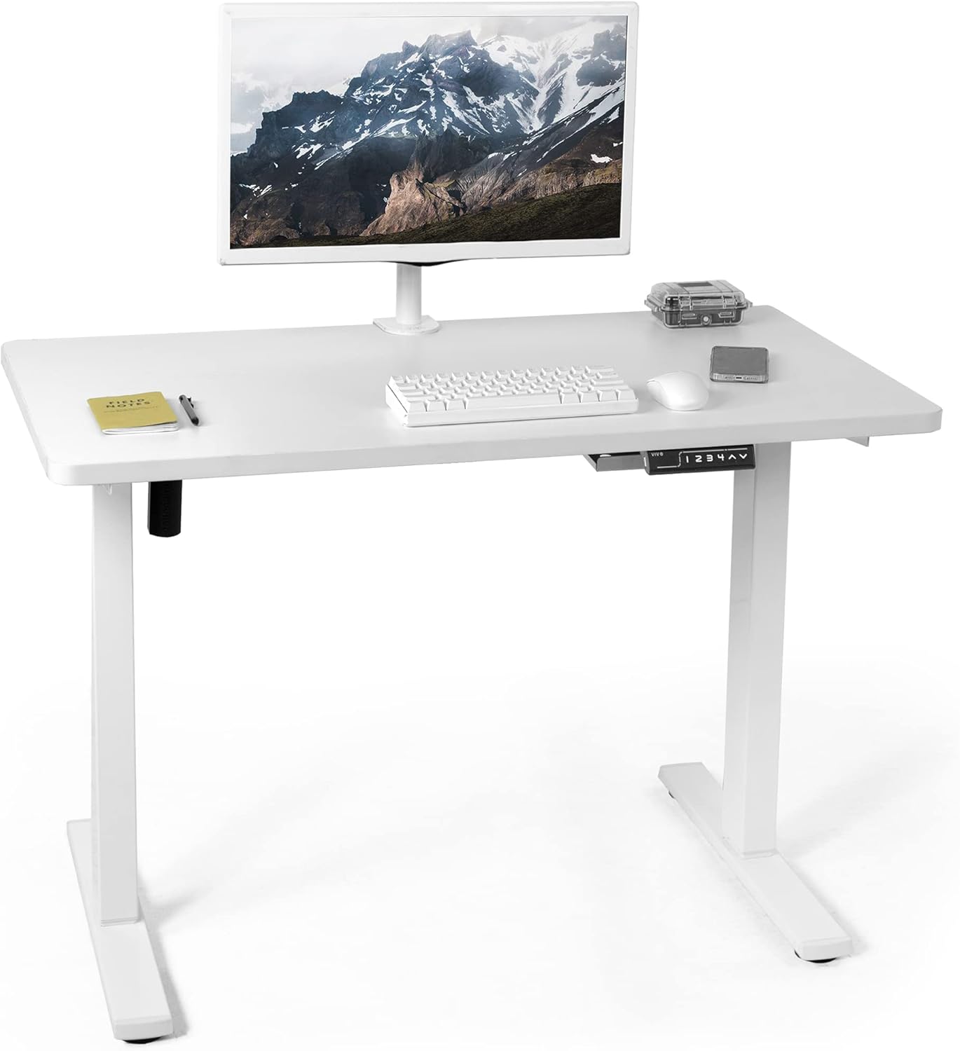 VIVO Electric 43 x 24 in Standing Desk, Memory Height Adjustment, 1B Series, One-Piece White Top, White Frame, DESK-KIT-1W4W