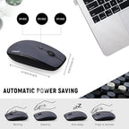 FOPETT Wireless Keyboard and Mouse Combo - 2.4G Full-Sized Cute Colorful Retro Keyboard with Round Keycaps 104 Keys Typewriter Keyboard for Laptop/Windows/PC - Grey Colorful