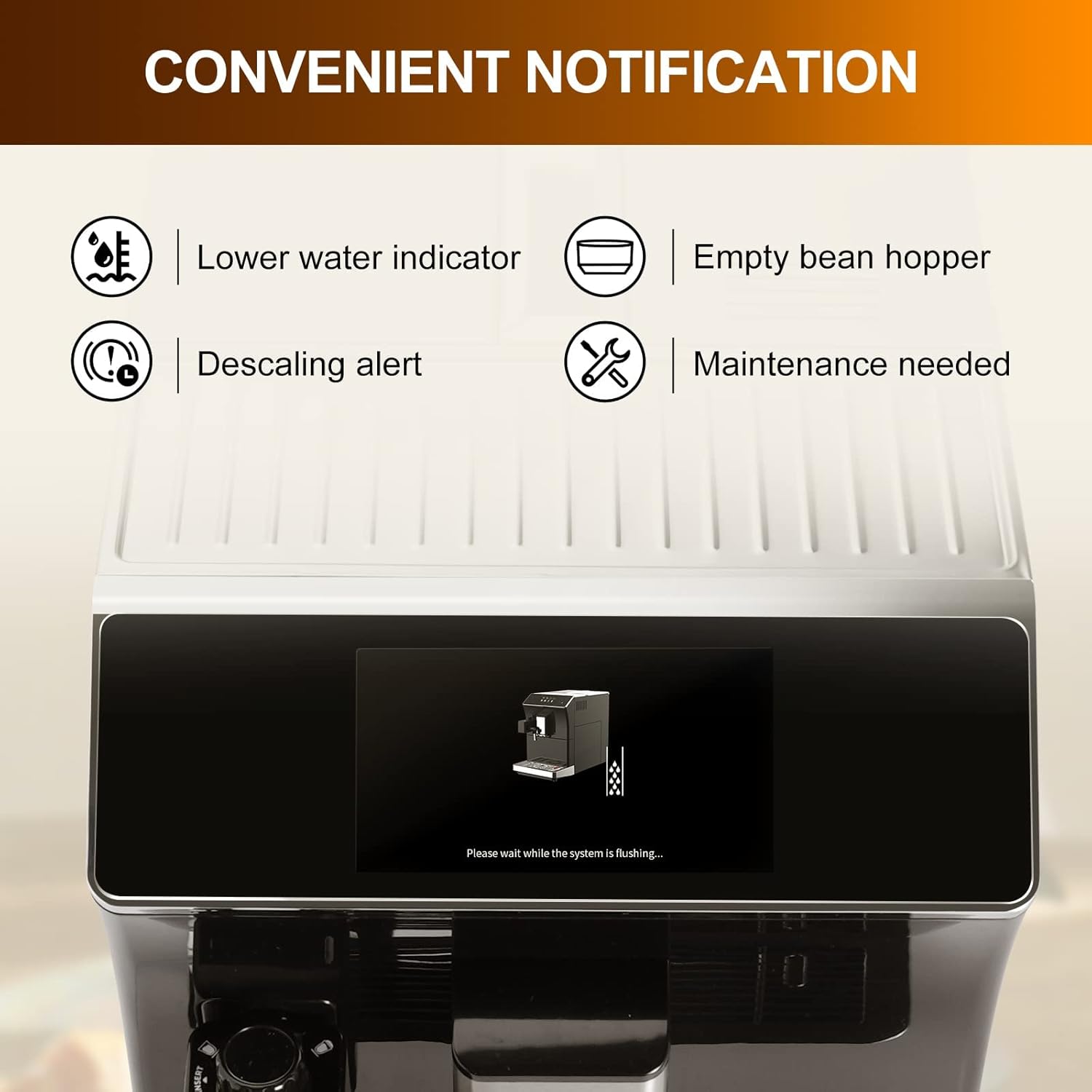 Mcilpoog Super Automatic Espresso Coffee Machine,Fully Automatic Espresso Machine With Grinder, Easy To Use Touch Screen Coffee Maker with Milk Frother.16 Coffee Recipes.(WS-203 Red)