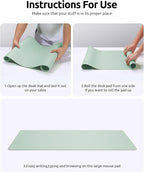 YSAGi Leather Desk Protector, Office Mat, Large Mouse Mat, Non-Slip PU Leather Blotter, Laptop Desk Pad, Waterproof Writing Pad for Office and Home (Pale Green, 35.4" x 17")