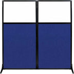 Versare Workstation Partition | Portable Wall Divider | Modern Office Cubicle | Free Standing Privacy Screen | Flexible Work Space | 66" x 70" W/Window, Royal Blue Fabric Panels