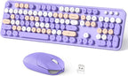 Wireless Keyboard and Mouse Combo, 104 Keys Full-Sized Typewriter Keyboards, 2.4 GHz USB Receiver Plug and Play, for Windows, PC, Laptop, Desktop (Purple Colorful)