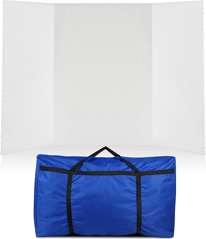 Paterr Trifold Poster Board with Storage Bag, Hook and Loop Fabric, Foldable 3 Panel Presentation Board for Science Fair and Exhibitions(White,72 x 36 Inch)