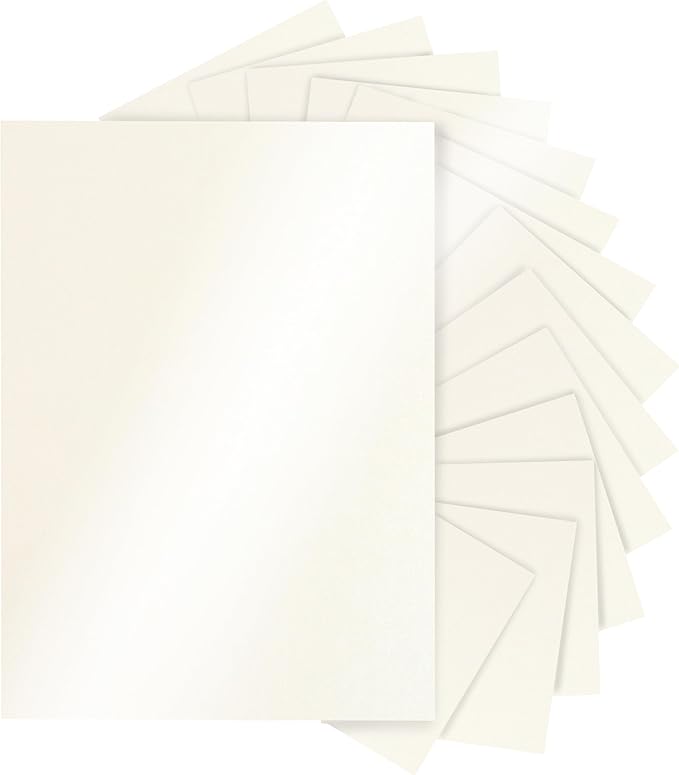 28 Sheets Cream Shimmer Cardstock 8.5 x 11 Off White Paper, 92lb Heavyweight Glossy Paper Card Stock for DIY Cards Making, Business Cards, Wedding Invitations, School Crafting, Menus