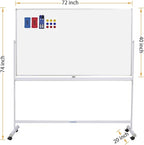 H-Qprobd Mobile Whiteboard 72"x40" Magnetic Dry Erase Board with Stand Double-Sided Rolling Whiteboard for Office, Home & School