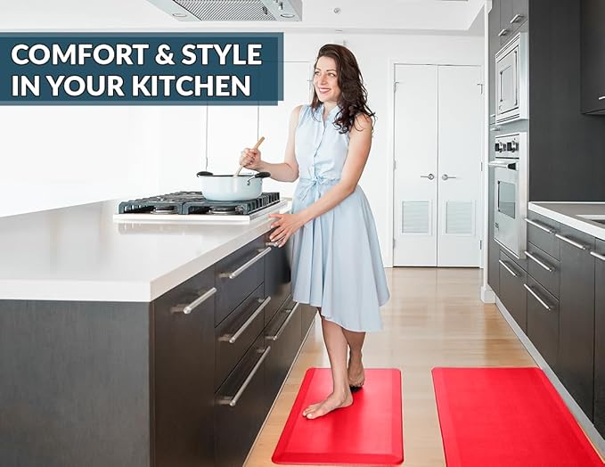 ComfiLife Anti Fatigue Floor Mat – 3/4 Inch Thick Kitchen Mats for Floor, Standing Desk Mat, Kitchen Rug – Comfort at Home, Office – Durable – Stain Resistant – Non-Slip (20" x 32", Scarlet Orange)