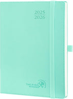 POPRUN Planner 2025-2026 (Medium - 6.5'' x 8.5'') Academic Weekly Calendar (July 2025 - June 2026) with Hourly Time Slots, Monthly Tabs, 100GSM Thick Papers, Leather Soft Cover - Green