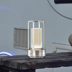 Portable Metal Table Lamp,Rechargeable Cordless LED Lamp for Indoor Outdoor, 3 Colour 4000MA Infinitely Dimming Battery Powered Small Desk Lamp, Restaurant Bedroom Bar Coffee Shop Camping Light-Silver