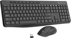 Wireless Keyboard and Mouse Combo,EarlyLit 2.4G Full-Sized Ergonomic,Cordless USB Mouse and Keyboard,12 Shortcut Keys and Quiet Click for Computer/Laptop/Windows/Mac