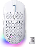 DIERYA M1 Wireless Gaming Mouse, 24000DPI, 180Hrs Battery, 16.8M RGB, 6 Programmable Buttons, Lightweight, Tri-Mode (2.4G/BT5.2/USB-C) for PC/Mac/Laptop - White