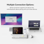 ACTTO B705 Retro Typewriter Keyboard Bluetooth,Vintage Mechanical Keyboard with Tablet Stand,LED Backlight 100 Keys Gaming Keyboard for Windows/macos/iOS/Android,Blue Switch (White)