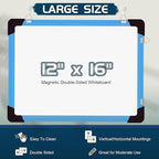 Dry Erase Calendar Whiteboard, Magnetic White Board Calendar Dry Erase Board, 16" X 12" Monthly Calendar Board Small Wall Hanging Planner Memo Whiteboard for Home, School, Office, Kitchen (Blue)