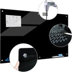 Magnetic Glass Writeboard 72"x48" Premium Tempered Dry Erase Boards Wall Mounted Frameless Whiteboard Bulletin Message Boards (Black)