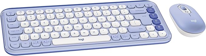 Logitech POP ICON Combo, Bluetooth Keyboard and Mouse Combo, Comfortable Typing, programmable Keys and Buttons, Quiet clicks, Easy-Switch up to 3 Devices - Lilac