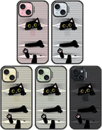 MOSNOVO Case for iPhone 15, [10ft 4X Military-Grade Drop Protection] Durable & Shockproof Phone Case Cover Design for iPhone 15 - Hidden Black Cat - Clear Black