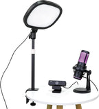 Live Video Streaming Kit (Deluxe)-for Video Call, Gaming, Podcast, YouTube, Content Creation- Includes 2k 60 FPS Webcam, Professional Cardioid Microphone, and LED Flat Light for Android/MAC/Windows