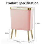 Procade 2Pack Office Trash Can with Lid, Bathroom Garbage Bin with Gold Edge, Modern Pink Trash Can for Bedroom, Slim Waste Basket Plastic Trash Bin for Room,Kitchen, Living Room,Toilet, 4 Gallon