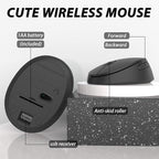 Wireless Keyboard and Mouse Combo, Cute Full Size 104-Key Typewriter Retro Round Keycaps Keyboard for PC Laptop,Windows,Desktop,Perfer for Home and Office Keyboards (Black)